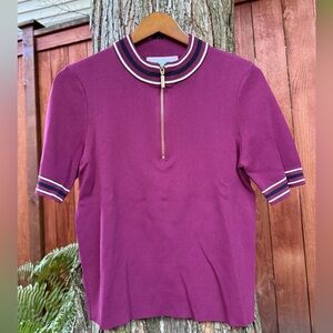 Alexia Admor Stretch Short Sleeve Front Zip Top NWT